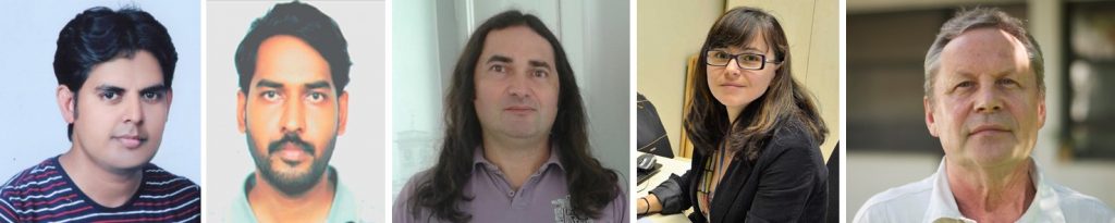 Pictures of the authors of the paper. From the readers´ left, Rajesh Kumar (Unicamp), Rajesh Kumar Singh (CUHP), Alfredo Vaz (Unicamp), Raluca Savu (Unicamp), and Stanislav Moshkalev (Unicamp).